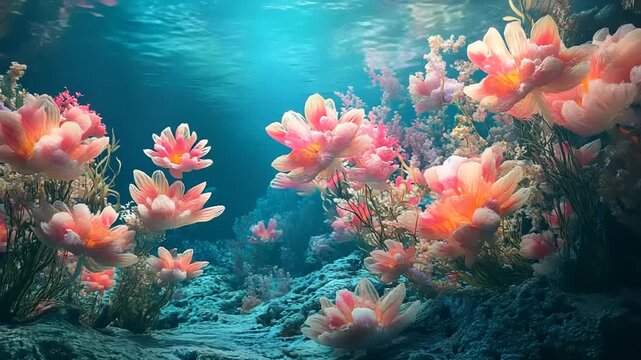 Vibrant underwater coral reef ecosystem teeming with life and color.