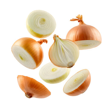 Fresh Sliced Yellow Onions Isolated