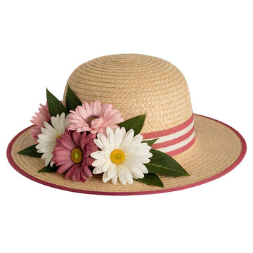 Floral Decorated Straw Sun Hat