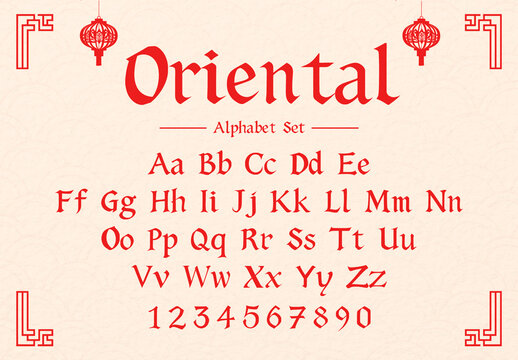 Elegant Oriental Alphabet Design Font Set