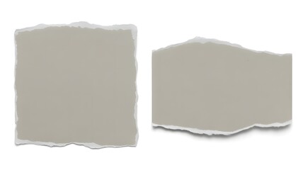 Fototapeta premium Two Torn Paper Pieces with Uneven Edges on White Background ripped
