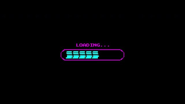 8 bit loading on black background. Perfect for design concepts, technology themes, and web development projects.