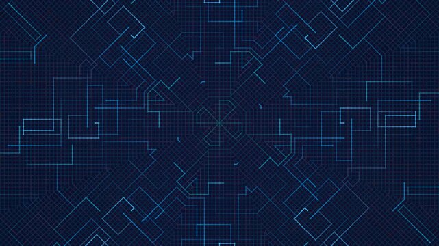 Abstract blue geometric network pattern background with digital connections and grid
