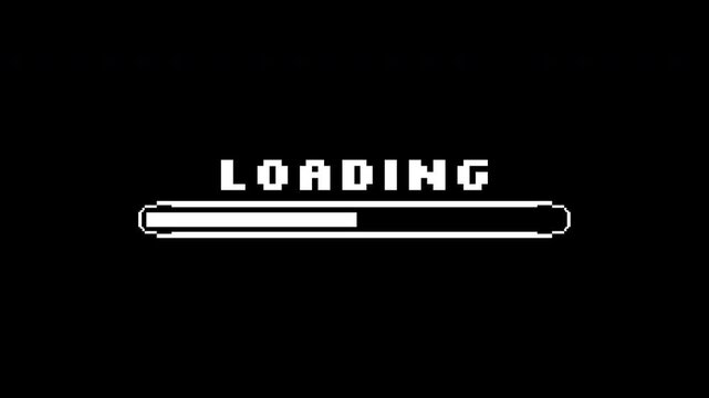 8 bit loading with the word loading above, perfect for web design projects, techrelated articles, or presentations on digital progress.