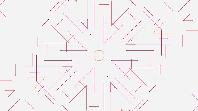 Geometric Pattern with Pink and Orange Lines on White Background