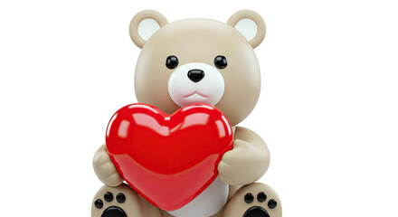 Obraz premium Cute Teddy Bear Holding a Red Heart