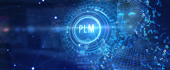 Obraz premium PLM Product lifecycle management system technology concept. Technology, Internet and network concept. 3d illustration