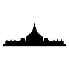 Obraz premium Silhouette of a pagoda, a tiered tower with multiple eaves, and temple structures
