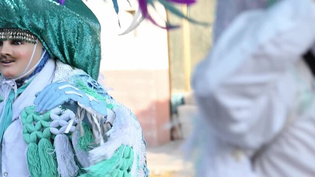  Mexican carnival of huehues, colorful tradition.