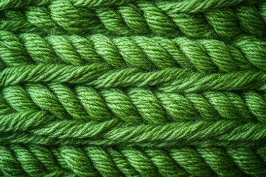 Close-up of soft green twisted yarn strands arranged in parallel rows conveying a cozy, tactile wool texture