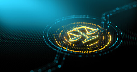 Modern Scales of Justice: Digital Icon for Legal Concepts.