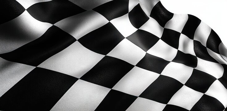 waving black and white checkered racing flag in motion conveying speed and victory