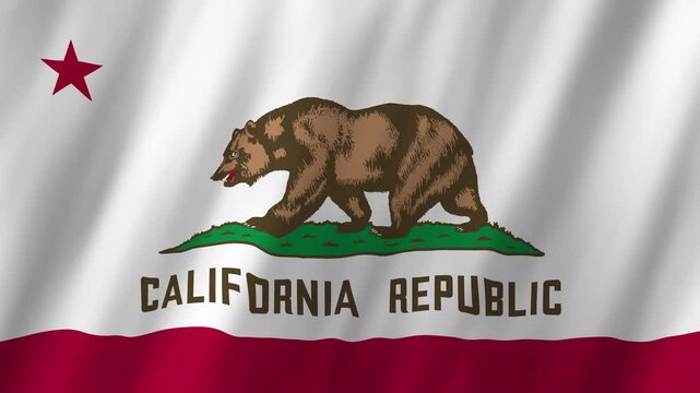 California State Flag Waving, The Bear Flag 4K Animation