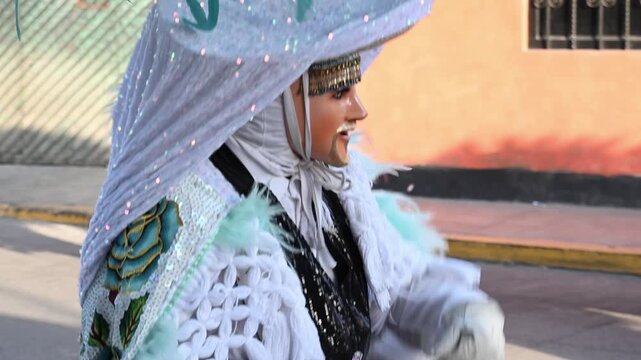 Traditional Mexican dance in the streets of Tlaxcala.