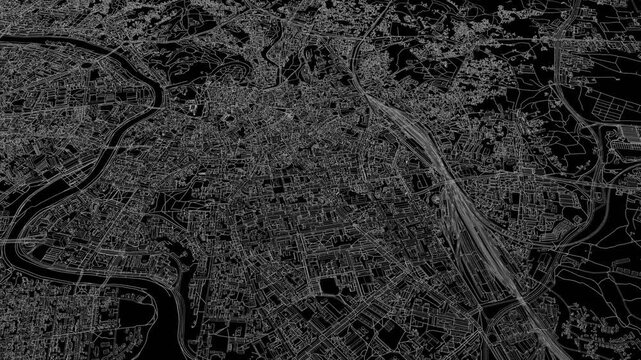 3D looped animation of city - Vilnius Lithuania