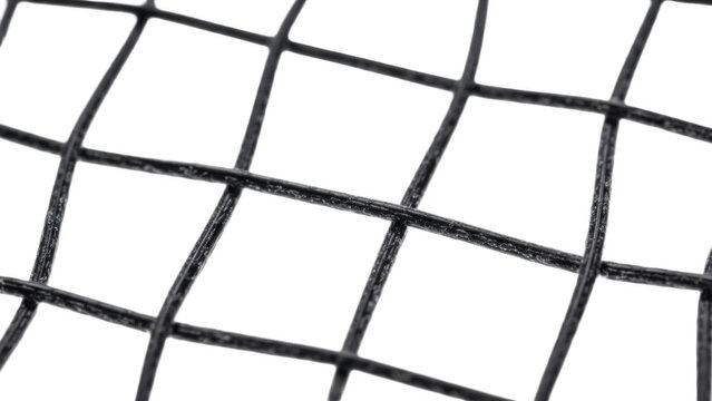 Black Curved Sports Net Mesh Closeup &ndash; Heavy Duty Knotless Grid Pattern for Soccer Goals, Barrier Nets, Training Cages, Garden Protection and Industrial Safety Use


