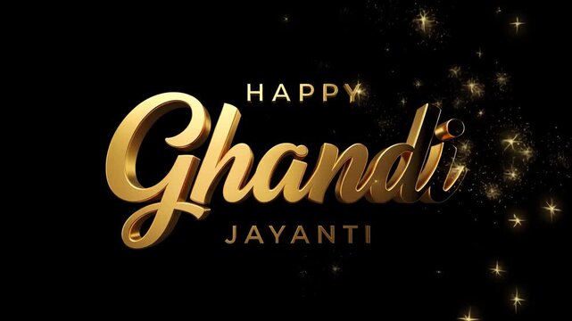 Golden sparkling happy ghandi jayanti celebration with festive lights and stars 4K HD high quality video.
