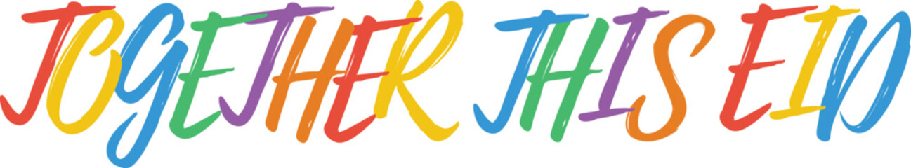 Together this eid handwritten brush script typography vector for family gatherings and community celebration greeting cards © Md Asif Shahnaoaz