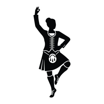 Scottish dancer Icon Silhouette vector black design on a white background