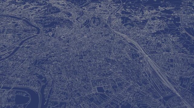 3D looped animation of city - Vilnius Lithuania
