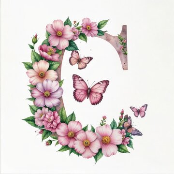 花と蝶が舞う水彩アルファベットAループ動画