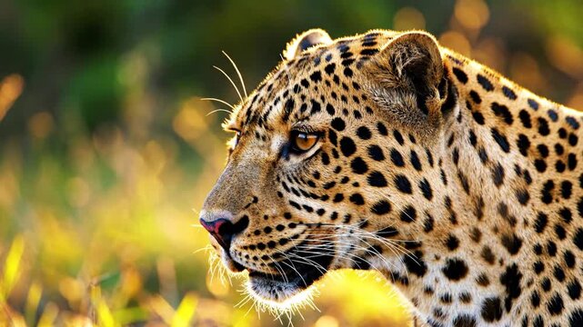 Leopard Profile Closeup in Natural Habitat.