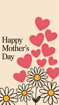 A heartfelt mother's day greeting card with flowers and hearts