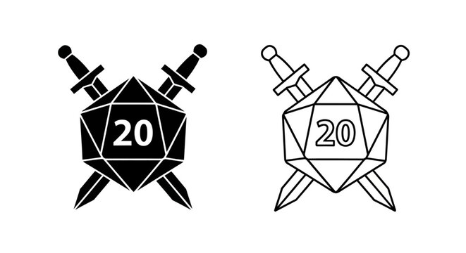 2020 d20 dice symbol logo Vector