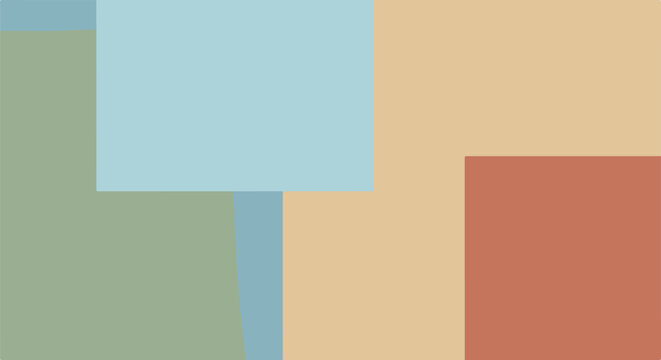 A geometric composition with overlapping, block-like pastel forms