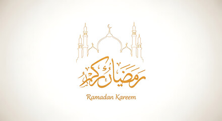 Obraz premium Ramadan Kareem calligraphy golden Arabic script with crescent moon and lanterns design isolated on transparent background