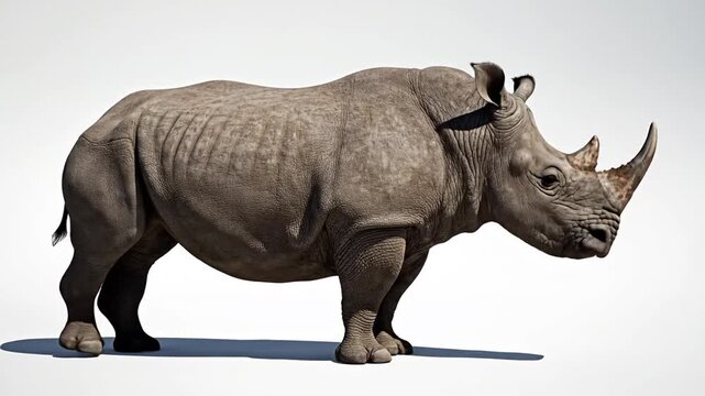 Black Rhinoceros Standing Profile Studio Shot.