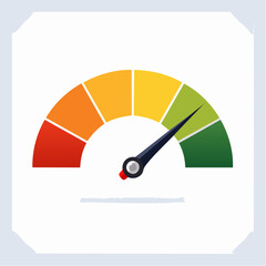 A speedometer gauge shows progress on a performance chart with a needle pointing to the green zone.