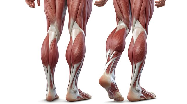Human leg anatomy posterior view muscle and bone image