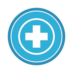 Obraz premium A medical symbol with a white cross inside a blue circle