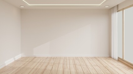 Fototapeta premium Empty Minimal Living Room Interior with Blank Wall and Natural Light.3d rendering.