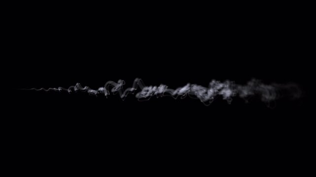 Candle smoke trail, Cigarette smoke, White smoke isolated on a black background Loop, Ultra HD 4k