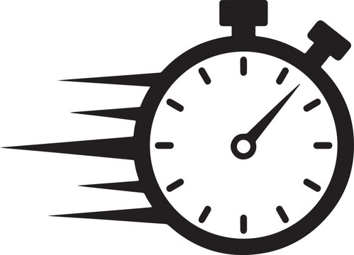 Fast delivery icon with timer. Fast stopwatch line icon. Fast delivery shipping service sign. Speed clock symbol urgency, deadline, time management, competition sign