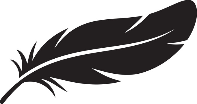 Feather sign or a symbol. Isolated abstract icon on white background. Vector illustration
