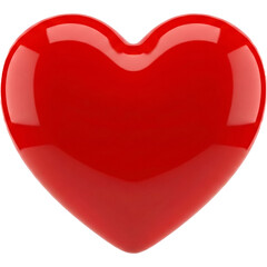 Red shiny 3D heart icon symbol of love and romance isolated