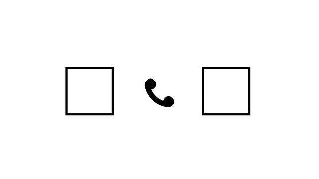 call recording visual effect animation on alpha background, green and red background squares with phone icon for two-person conversation