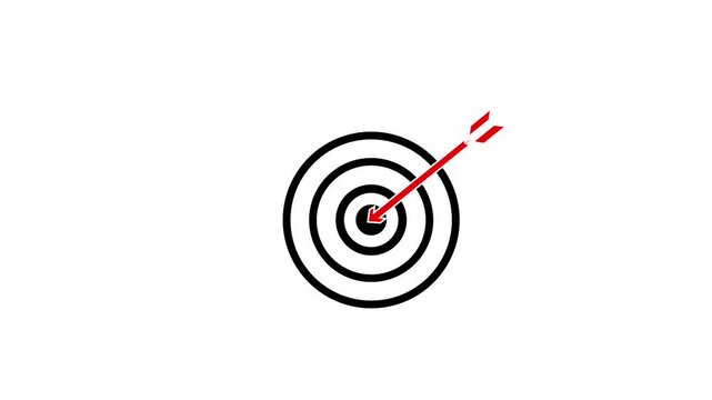 Marketing targeting strategy symbol animated. business goals achievement, target icon,white background