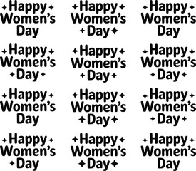 Obraz premium A set of stickers with 'Happy Women's Day' text in black on white background, symbolizing celebration and feminism.