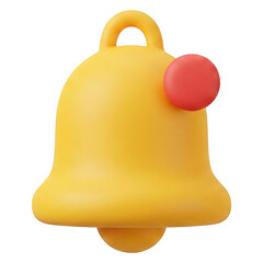 3D notification bell icon with red alert badge isolated