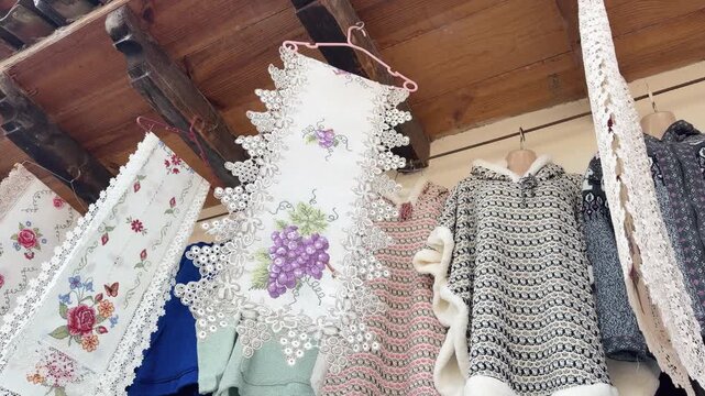 Traditional clothes and embroidery in Michoac&aacute;n, Mexico display