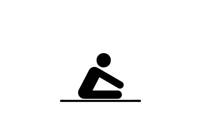 Animated Sit to Stand Exercise Pictogram Seamless Loop Functional Fitness Movement
