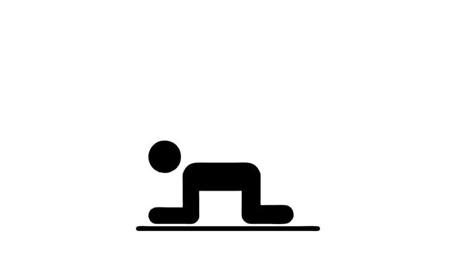 Animated Quadruped Leg Raise Exercise Pictogram Seamless Loop Core Stability Workout
