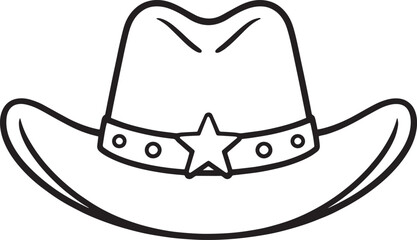 Western Cowboy Hat Line Art Sheriff Symbol Vector