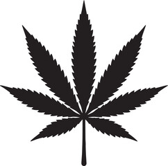 Black Cannabis Leaf Symbol Isolated Vector Icon