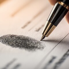 An ink pen creating a detailed fingerprint.