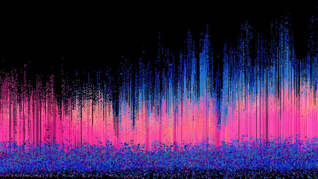 Abstract Glitch Art: Vibrant Pixelated Landscape